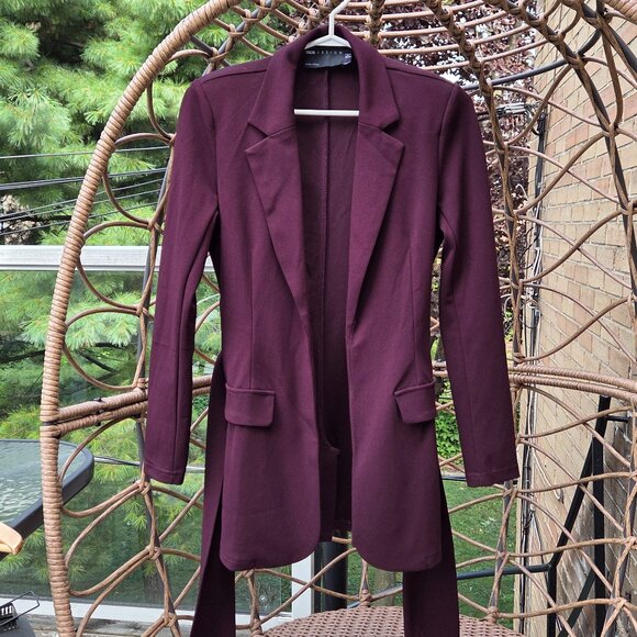 Beautiful Eggplant ASOS Design Open Blazer with Belt - Picture 10 of 14